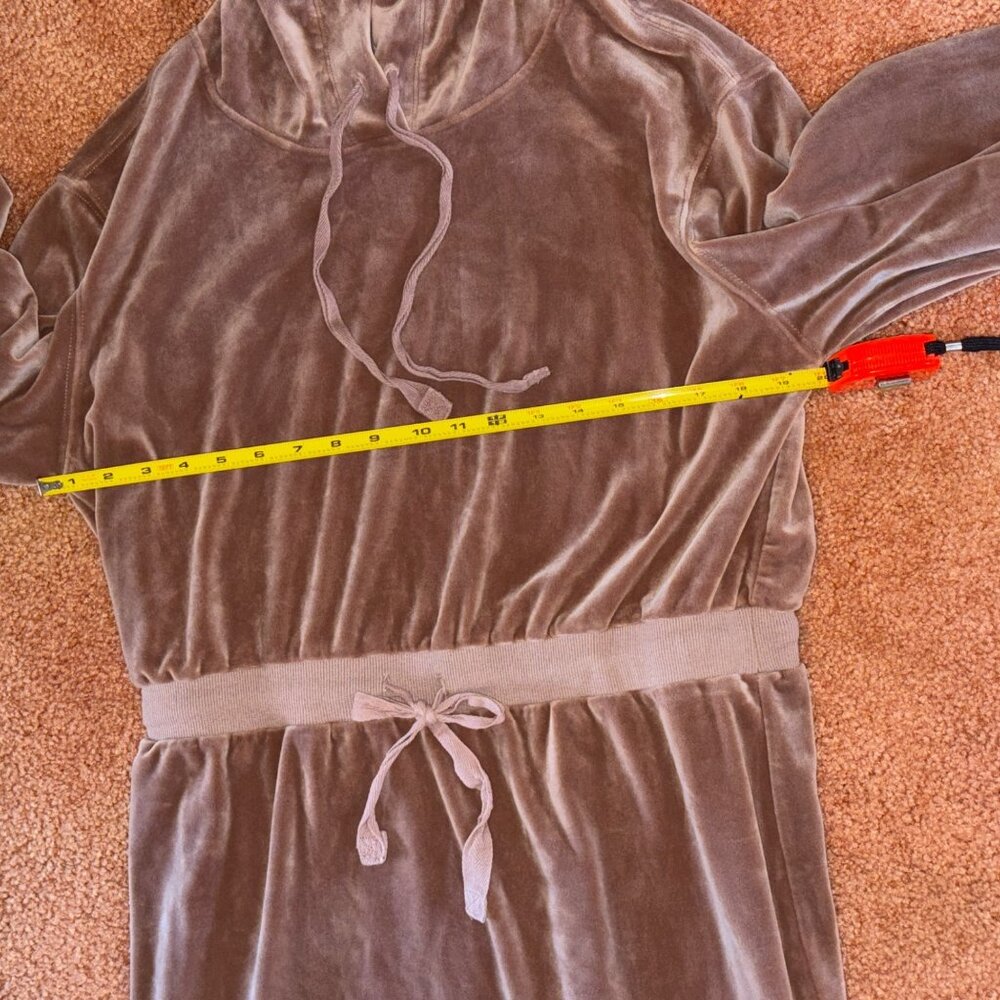 Like New Calvin Klein Velour Hooded Sweatshirt Mini Dress Brown L - Picture 9 of 12